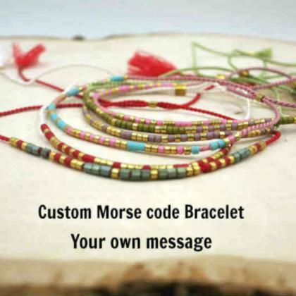 Custom Morse Code Bracelet. Secret Message Jewelry