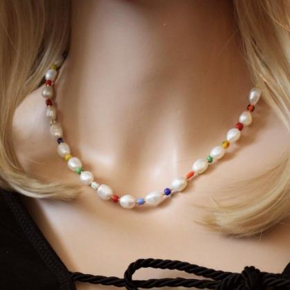 Baroque Pearl Rainbow Beaded Necklace