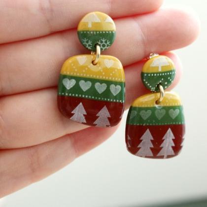 Christmas Earrings, Christmas Clay Earrings,..