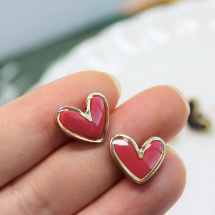 Heart Polymer Clay Stud Earrings