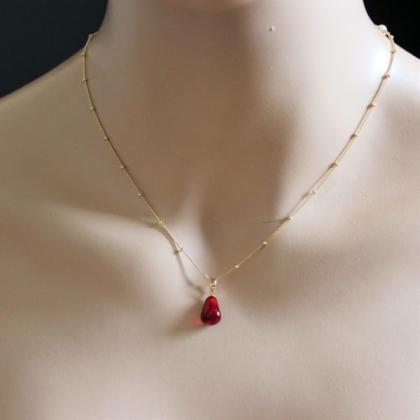 Dark Red Pomegranate Seed And Baroque Pearl..
