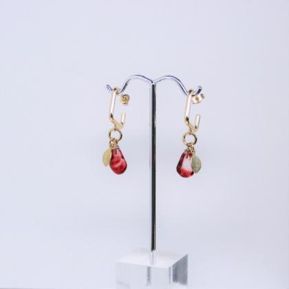 Pomegranate Seed Resin Gold Plated Hoop Earrings