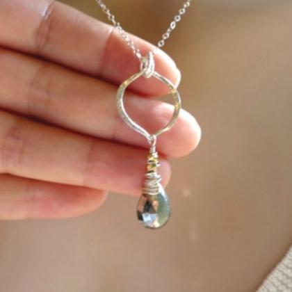Silver Pyrite With Marquis Link Charm Sterling..