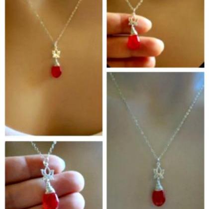 Red Orange Chalcedony Gemstone With Stering Silver..