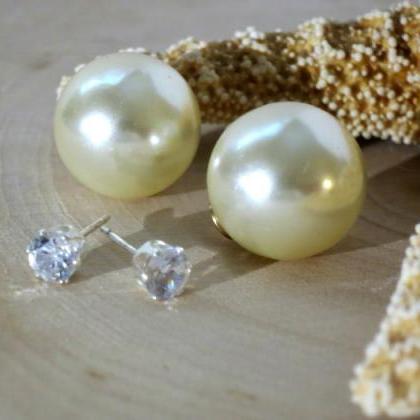 Double Side Pearl Earrings, Pearl And Sterling..