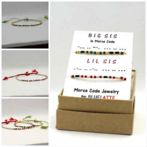 Set Of 2 Morse Code Bracelets Two Sisters Bracelet Secret Code Jewelry
