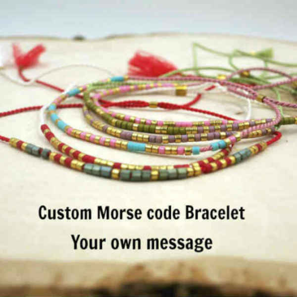 Custom Morse Code Bracelet. Secret Message Jewelry