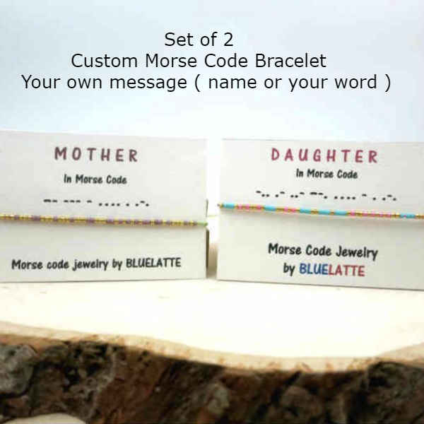 Set Of 2 Morse Code Bracelets Mother And Daughter Bracelet Jewelry