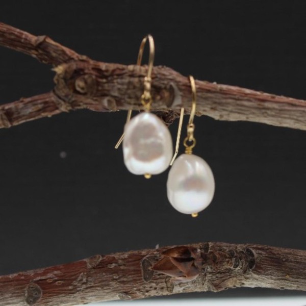 14k Gold Filled Baroque Pearl Earrings