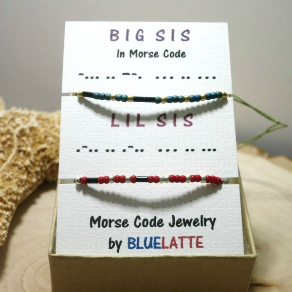 Set Of 2 Morse Code Bracelets Two Sisters Bracelet Secret Code Jewelry Set Of 2, Little Sis Big Sis