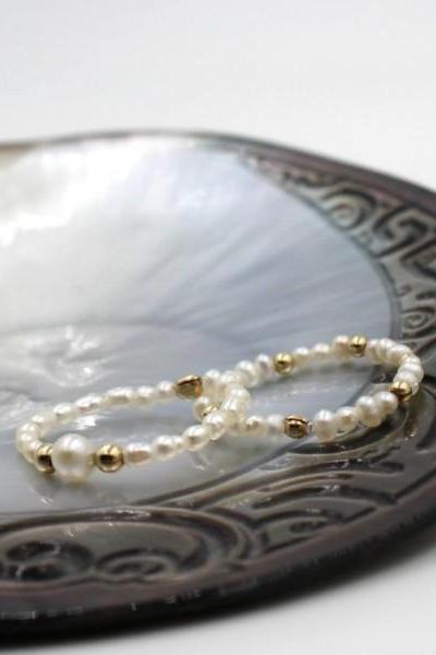 14k Gold Filled beads with Tiny Freshwater Pearls Beaded Ring