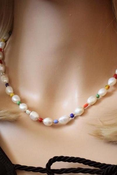 Baroque pearl Rainbow Beaded Necklace